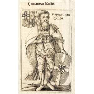 HERMANN VON SALZA (ok. 1179-1239), Faktyczny twórca potęgi zakonu, wielki mistrz krzyżacki w latach 1209-1239; portret sylwetkowy, p ...