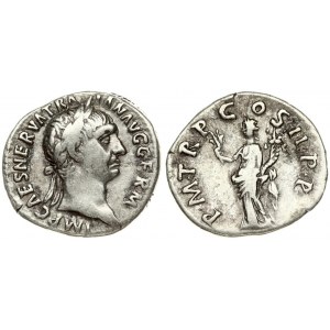 Roman Empire 1 Denarius (98-99) Traianus 98-117. Rome. Obverse: IMP CAES NERVA TRAIAN AVG GERM; laureate head right...