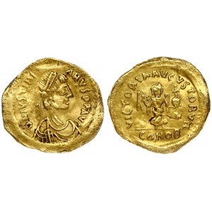 Byzantine Empire 1 Tremissis (527-565) Justinian I (527-565).  Obverse: Pearl diademed; draped; cuirassed bust right...