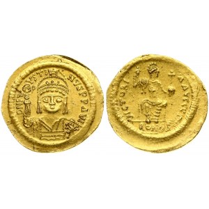 Byzantine Empire 1 Solidus(565-578) Justin II (565-578) Obverse: Helmeted facing bust; beardless...