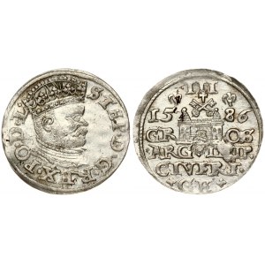 Latvia 3 Groszy 1586 Riga. Stefan Batory (1576–1586). Obverse: Crowned bust right. Reverse...