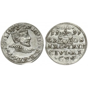 Latvia 3 Groszy 1591 Riga. Sigismund III Vasa(1587-1632). Averse: Crowned bust right. Reverse...