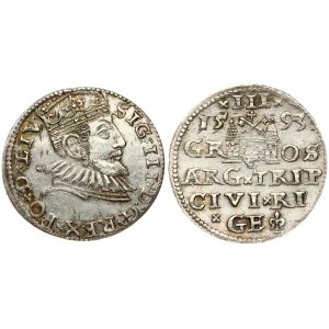 Latvia 3 Groszy 1593 Riga. Sigismund III Vasa(1587-1632). Obverse: Crowned bust right. Reverse...