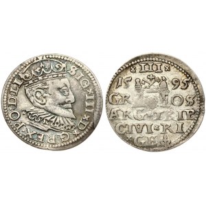 Latvia 3 Groszy 1595 Riga. Sigismund III Vasa(1587-1632). Obverse: Crowned bust right. Reverse...