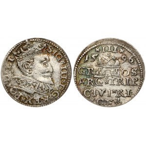 Latvia 3 Groszy 1596 Riga. Sigismund III Vasa(1587-1632). Obverse: Crowned bust right. Reverse...