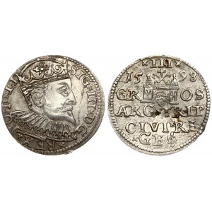 Latvia 3 Groszy 1598 Riga. Sigismund III Vasa(1587-1632). Obverse: Crowned bust right. Reverse...
