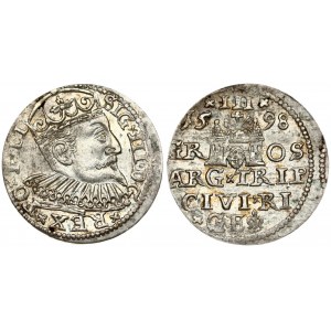 Latvia 3 Groszy 1598 Riga. Sigismund III Vasa(1587-1632). Obverse: Crowned bust right. Reverse...