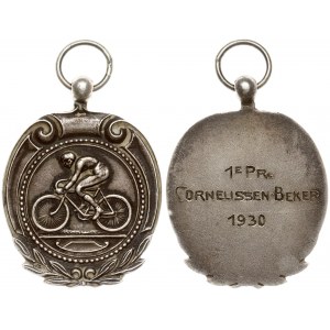 Latvia Medal Bicycle Race 1930. 1e Pr. Cornellisen Beker 1930. Silver. Weight approx: 8.90g. Diameter: 31x28 mm...