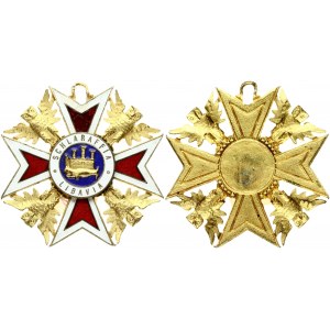 Latvia Liepaja Medal (1920-1930) Schlaraffia Libavia. Brass. Gilding. Enamel. Weight approx: 16.86 g. Diameter 48x47mm...