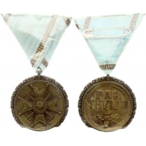 Latvia Order Medal (1930) of the Three Stars. Medal of The Order mounted on original ribbon. Brass. Weight approx: 18...