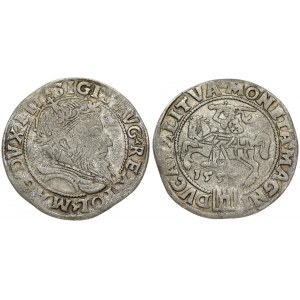 Lithuania 1 Grosz 1555 Vilnius. Sigismund II Augustus (1545-1572). Obverse: Crowned bust facing right. Reverse...