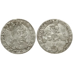 Lithuania 6 Groszy 1666 Vilnius. Johann Casimir(1649-1668). Averse: Crowned head reaches to edge of coin at top...