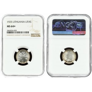 Lithuania 1 Litas 1925 Averse: National arms. Reverse: Value above oak leaves. Edge Description: Milled. Silver. KM 76...