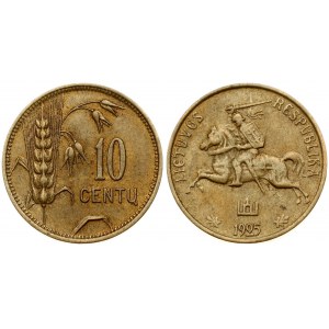 Lithuania 10 Centų 1925 Obverse: National arms. Reverse: Value to right of sagging grain ears. Edge Description: Plain...
