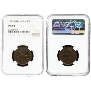 Lithuania 50 Centų 1925 Obverse: National arms. Reverse: Value to right of sagging grain ears. Edge Description: Plain...