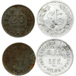 Lithuania Token 20 Groszy & 1 Zloty (1930) Vilnius Polen Military Coins. 6 infantry J.Pilsudski. Aluminum. Zinc...