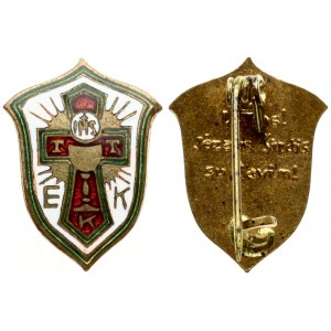 Lithuania Badge (1930) dedicated to the Union of the Warrior of the Eucharist. Bronze. Enamel. Weight approx: 1.36g...