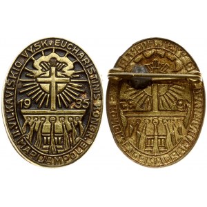 Lithuania Badge (1935) for the Eucharistic Congress in Marijampole. Brass. Weight approx: 2.47g. Diameter...