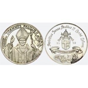 Lithuania Medal John Paul II visited Lithuania in 1993. Copper Silvered. Weight approx: 74.13 g. Diameter: 54 mm...