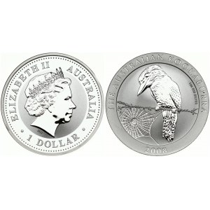 Australia 1 Dollar 2008 Australian Kookaburra.  Elizabeth II (1952-). Obverse...