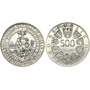 Austria 500 Schilling 1986 500th Anniversary - First Thaler Coin Struck at Hall Mint. Obverse...