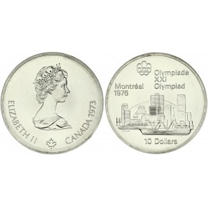 Canada 10 Dollars 1973 1976 Montreal Olympics. Elizabeth II(1952-). Obverse: Young bust right; small maple leaf below...