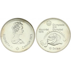Canada 10 Dollars 1975 Montreal 1976 - 21st Summer Olympic Games. Elizabeth II(1952-). Obverse: Young bust right...