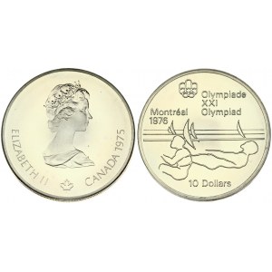 Canada 10 Dollars 1975 1976 Montreal Olympics. Elizabeth II(1952-). Obverse: Young bust right; small maple leaf below...