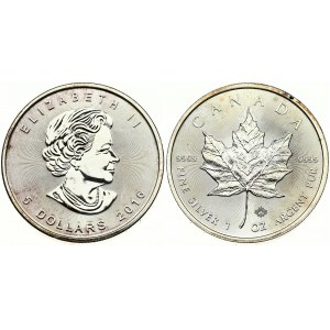 Canada 5 Dollars 2016 Elizabeth II (1952-) 4th portrait; 1 oz Silver Bullion Coinage. Obverse...