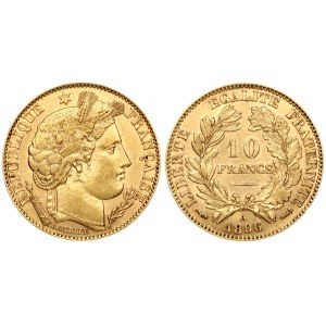 France 10 Francs 1896A Obverse: Laureate head right. Reverse: Denomination within wreath. Gold 3.21g...