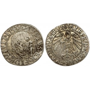 Germany Prussia 1 Groschen 1545 Albrecht (1525-1569). Obverse: Bust right in circle...
