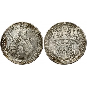 Germany SAXONY 1 Thaler 1581 HB August I(1553-1586). Obverse: Bust right with sword over right shoulder divides date...