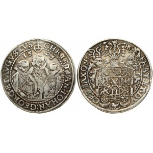 Germany SAXONY 1 Thaler 1595 HB Christian II Johann Georg I and August(1591-1602). Obverse: 1/2...