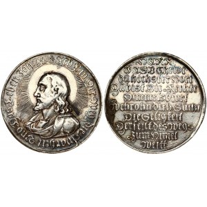 Germany Medal (17-18 Century) With depicting Christ. Obverse: Head to the left. Reverse: 10 line caption. Silver...