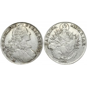 Germany BAVARIA 1 Thaler 1770A Maximilian III Josef(1745-1777). Obverse: Draped bust to right; mintmark below...
