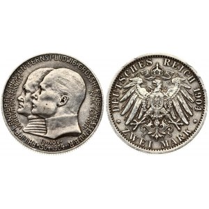 Germany HESSE-DARMSTADT 2 Mark 1904 400th Birthday of Philipp the Magnanimous. Ernst Ludwig(1892-1918). Obverse...
