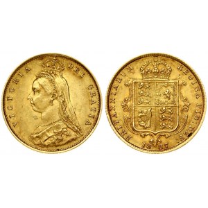Great Britain 1/2 Sovereign 1887 Victoria(1837-1901). Obverse: Bust left wearing small crown and veil. Obverse Legend...