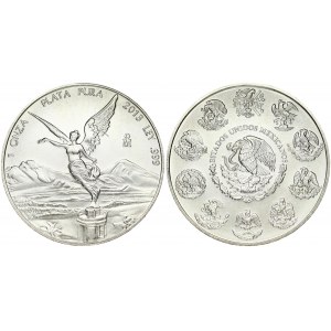Mexico 1 Onza 2013Mo Libertad. Obverse: National arms; eagle left within center of past and present arms. Reverse...