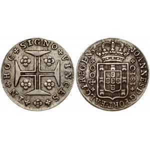 Portugal 400 Reis 1810 Johann (João) VI(1792-1816). Obverse: Crowned arms; flanked by vertical value and date...