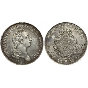 Sweden 2/3 Riksdaler 1776 OL Gustaf III(1771 - 1792). Obverse: Head right. Obverse Legend...