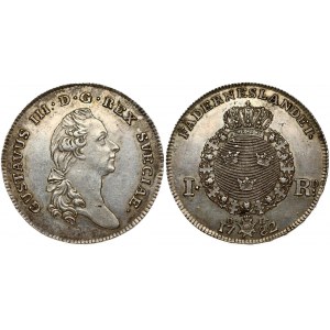 Sweden 1 Riksdaler 1782 OL Gustaf III(1771 - 1792). Obverse: Head right. Reverse...