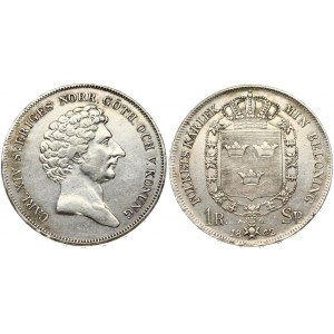 Sweden 1 Riksdaler 1842 AG Carl XIV Johan(1818-1844 ). Obverse: Head right. Obverse Legend: CARL XIV SVERIGES.....