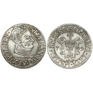 Poland 1 Grosz 1579 Gdansk. Stephan Bathory(1575-1586). Obverse: Crowned and armored bust right. Reverse...