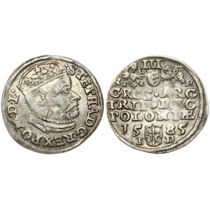 Poland 3 Groszy 1585 Olkusz Stephen Bathory(1576–1586). Oberse: Crowned bust. Reverse: Value and armorial above legend...