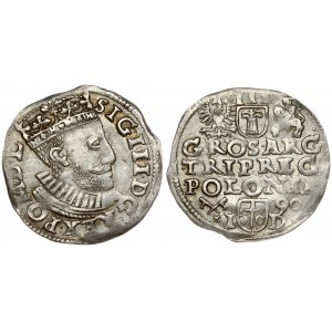 Poland 3 Groszy 1590 Poznan. Sigismund III Vasa (1587-1632). Obverse: Crowned bust right. Reverse: Value; divided date...