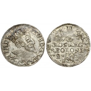 Poland 3 Groszy 1593 Olkusz Sigismund III Vasa (1587-1632). Obverse: Crowned bust right. Reverse: Value; divided date...