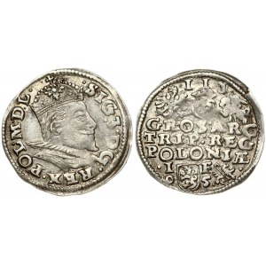 Poland 3 Groszy 1595 Lublin Sigismund III Vasa (1587-1632). Obverse: Crowned bust right. Reverse: Value; divided date...