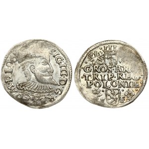 Poland 3 Groszy 1596 Wschowa Sigismund III Vasa (1587-1632). Obverse: Crowned bust right. Reverse: Value; divided date...