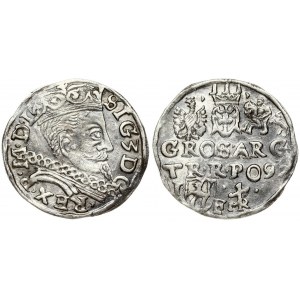 Poland 3 Groszy 1597 Lublin. Sigismund III Vasa (1587-1632). Obverse: Crowned bust right. Reverse: Value; divided date...