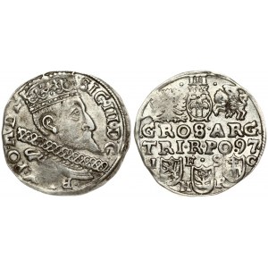 Poland 3 Groszy 1597 Bydgoszcz Sigismund III Vasa (1587-1632). Obverse: Crowned bust right. Reverse: Value...